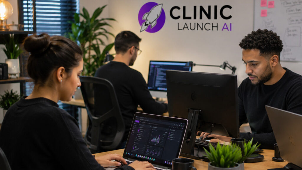 ClinicLaunch staff working in the office